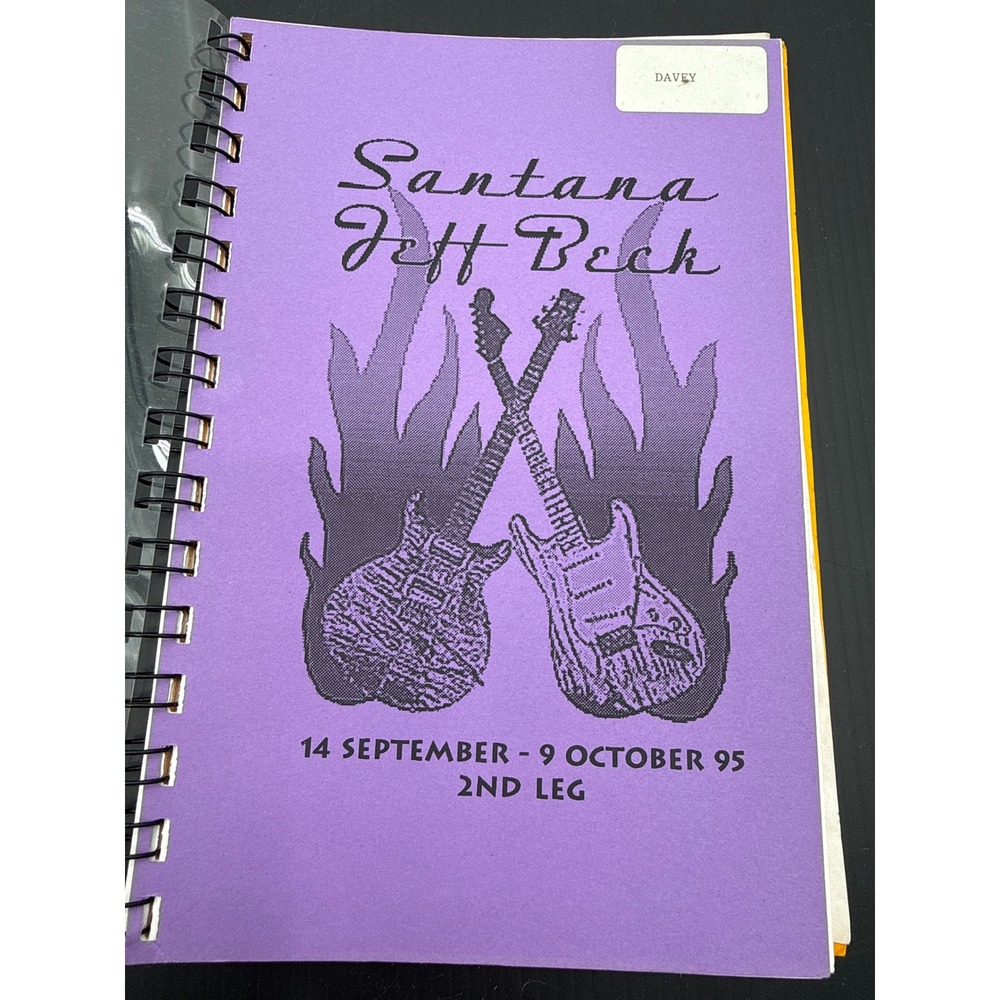Vintage 1995 Santana Jeff Beck Tour Itinerary Book 2nd Leg Crew Memorabilia